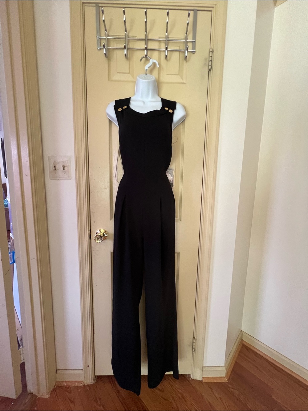 Forever 21 Black Wide-Leg Jumpsuit with Gold Buttons